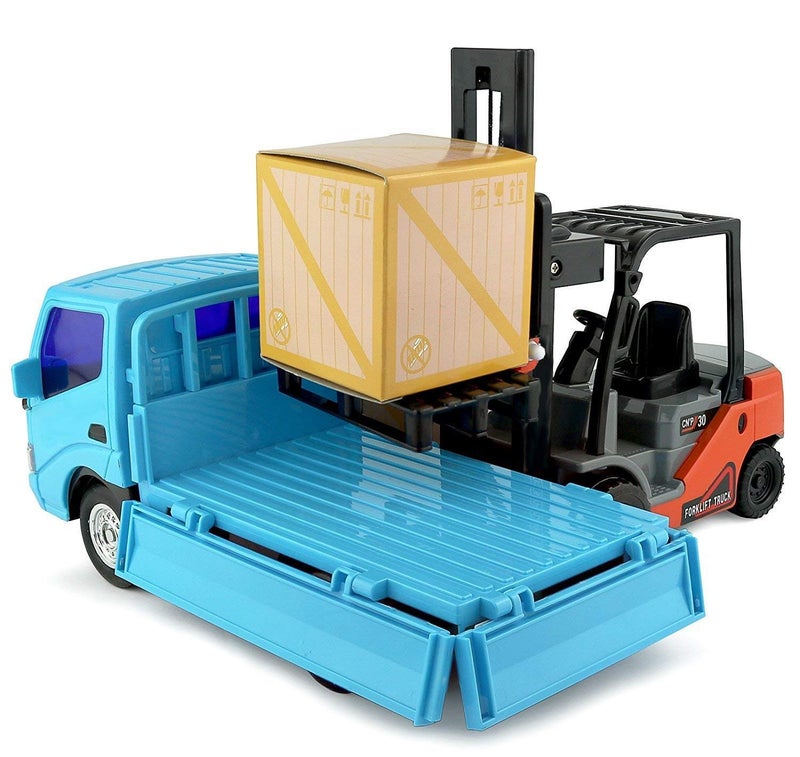 Big Daddy Trucks Combo: Friction-Powered Forklift & Pickup Truck with Extendable Loader and Cargo Boxes - Image 4